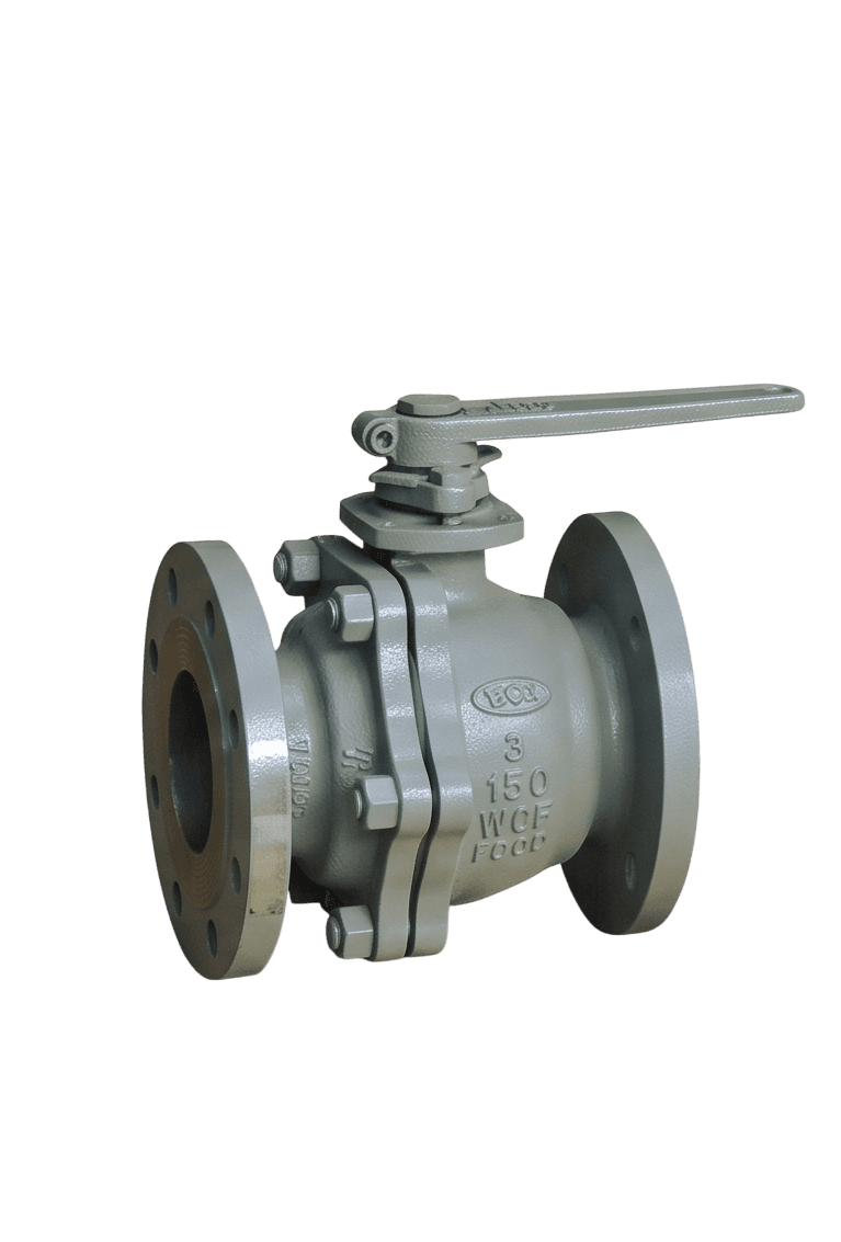 Lever-operated stainless steel flanged ball valve